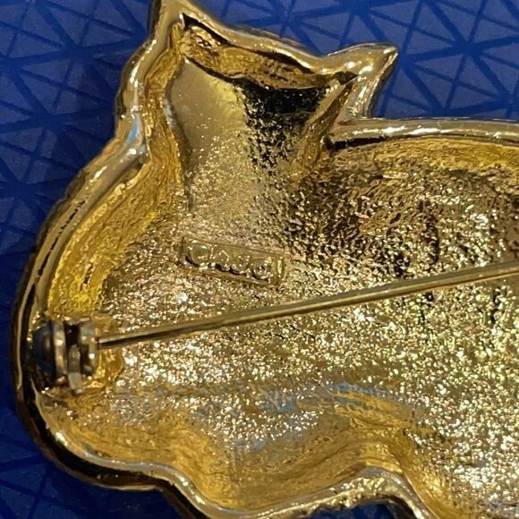 Vintage signed AJC Gold-tone Cat Brooch/Pin - Picture 4 of 4